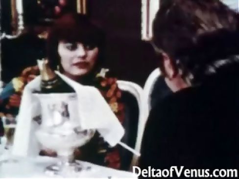 Vintage classic clip of a hot threesome shot in a restaurant